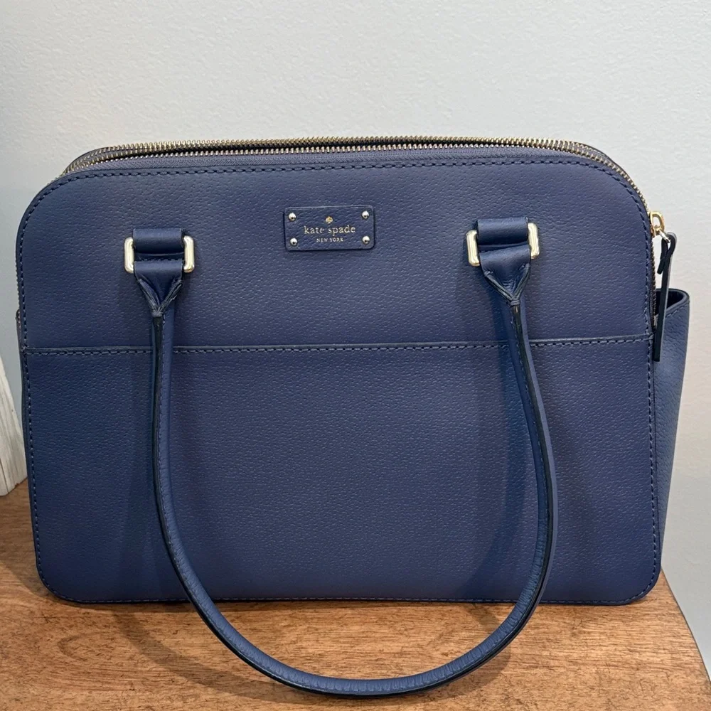NEW Kate Spade Navy Leather Laptop Bag